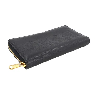 Pre-owned Gucci Black Leather Long Wallet (bi-fold) ()