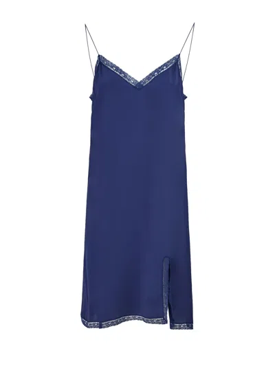 Gucci Blu Viscose And Cotton Mid Long Dress In Multi