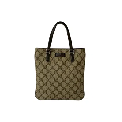 Pre-owned Gucci Brown Leather Pvc Handbag Tote Bag ()