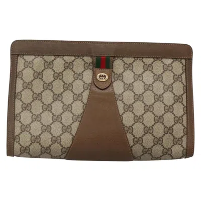 Pre-owned Gucci Ophidia Beige Canvas Clutch Bag () In Sand