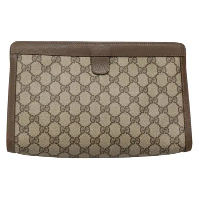 Pre-owned Gucci Ophidia Beige Canvas Clutch Bag () In Sand