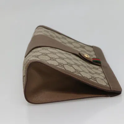 Pre-owned Gucci Ophidia Beige Canvas Clutch Bag () In Sand