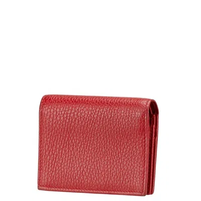 Pre-owned Gucci Red Color Leather Wallet (bi-fold) ()