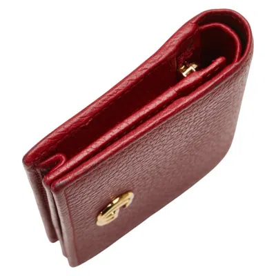 Pre-owned Gucci Red Color Leather Wallet (bi-fold) ()