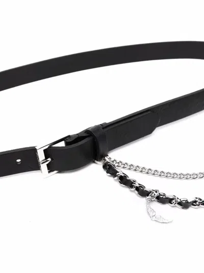 Zadig & Voltaire Chain-link Leather Belt In Black