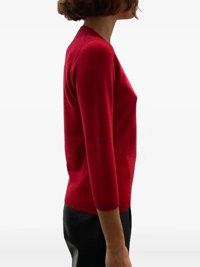 La Rose Three-quarter Sleeve Sweater In Red