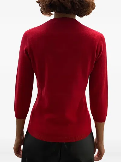 La Rose Three-quarter Sleeve Sweater In Red