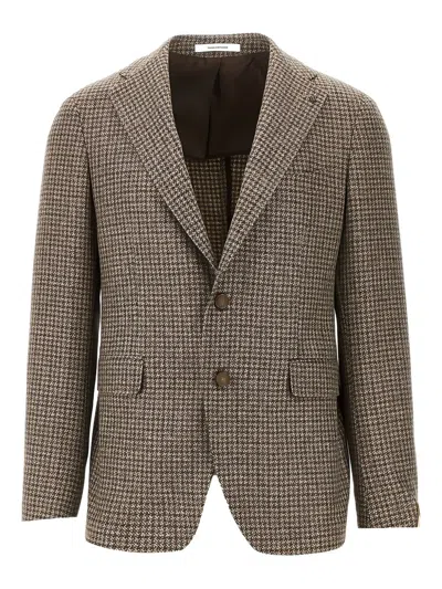 Tagliatore Houndstooth Single-breasted Blazer In Brown