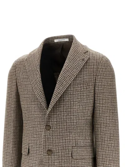 Tagliatore Houndstooth Single-breasted Blazer In Brown