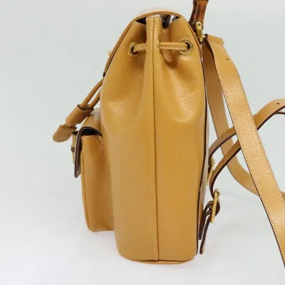 Pre-owned Gucci Vintage Bamboo Backpack Leather Beige Leather Backpack Bag () In Sand