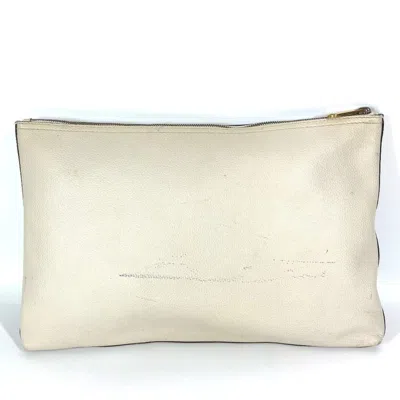 Pre-owned Gucci White Leather Clutch Bag Pouch ()