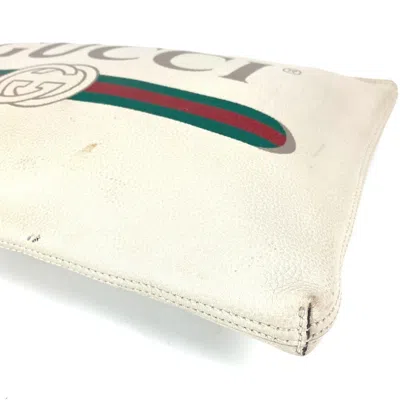 Pre-owned Gucci White Leather Clutch Bag Pouch ()