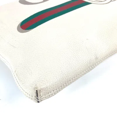 Pre-owned Gucci White Leather Clutch Bag Pouch ()