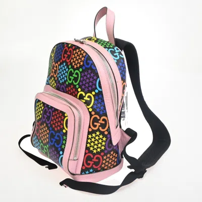 Pre-owned Gucci Zip Pocket Backpack Psychedelic Print Gg Coated Canvas Multicolour Leather Backpack Bag (pre-o