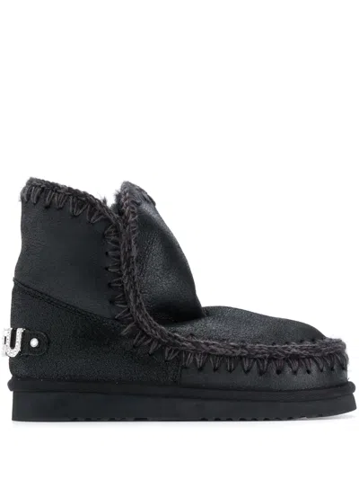 Mou Eskimo 18 Rhinestones Logo Shoes In Black