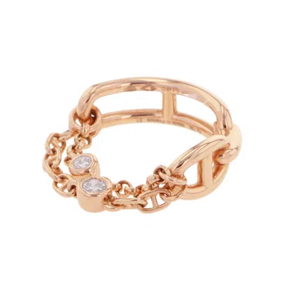 Pre-owned Hermes Chaine D'ancre Pink Gold Pink Gold (18k) Band Ring ()