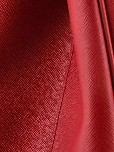 Pre-owned Prada Double Zip Lux Saffiano Leather Medium Tote Bag In Red