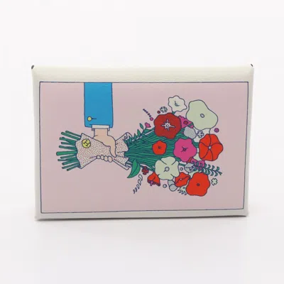 Pre-owned Hermes Multi-color White Swift Leather Coin Purse/coin Case ()