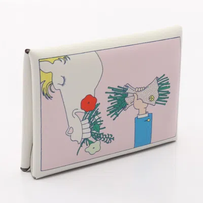 Pre-owned Hermes Multi-color White Swift Leather Coin Purse/coin Case ()