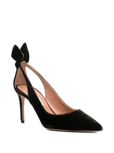 Aquazzura Suede Bow Stiletto Pumps In Black