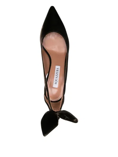 Aquazzura Suede Bow Stiletto Pumps In Black