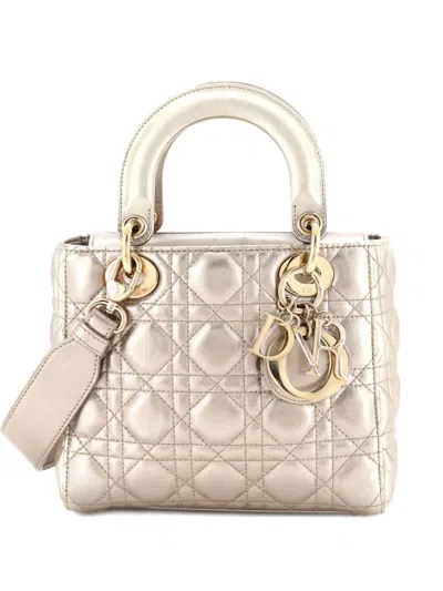 Pre-owned Dior My Abc Lady  Bag Metallic Cannage Quilt Leather Shoulder Bag In Gold