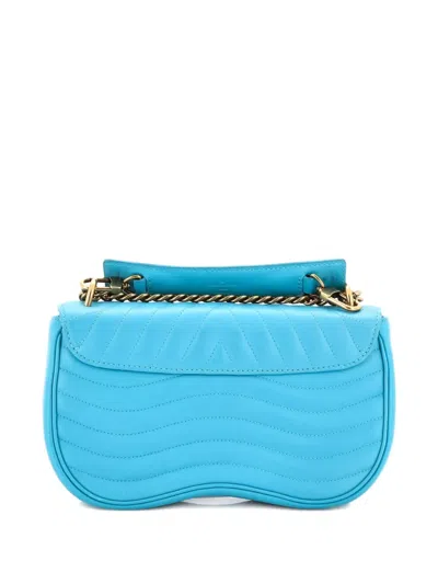 Pre-owned Louis Vuitton New Wave Chain Bag Quilted Leather Mm Crossbody Bag In Blue
