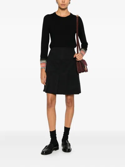 Ps By Paul Smith Striped Cuff Sweater In Black