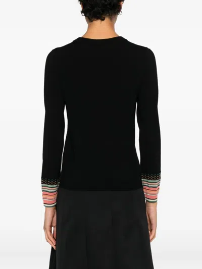 Ps By Paul Smith Striped Cuff Sweater In Black