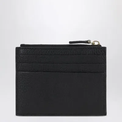 Valentino Studded Leather Zipped Card Holder In Brown
