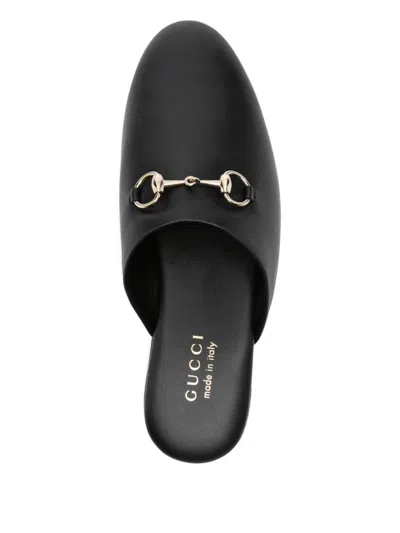 Gucci Women Black Nappa Leather Mules With Horsebit