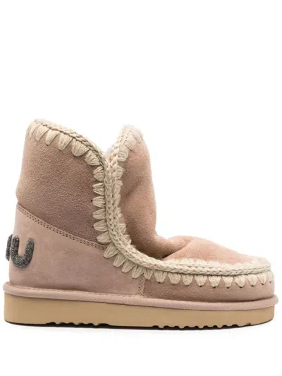 Mou Eskimo 18 Bounce Tan Sheepskin Ankle Boots In Multi