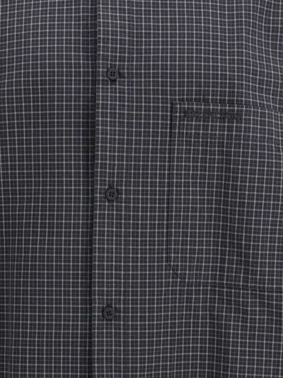 Balenciaga Oversized Checked Shirt In Black