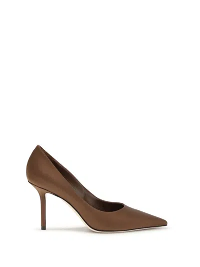 Jimmy Choo Pointed Toe Slip On Pumps In Brown