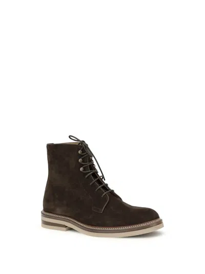 Brunello Cucinelli Round-toed Ankle Boots In Brown