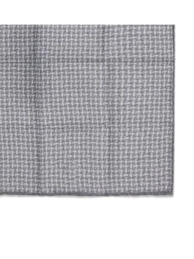 Brunello Cucinelli Men Silk Pocket Square With Woven Design In Brown