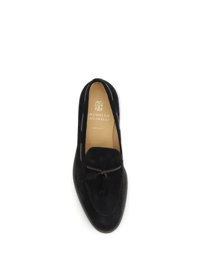Brunello Cucinelli Suede Loafers In Black