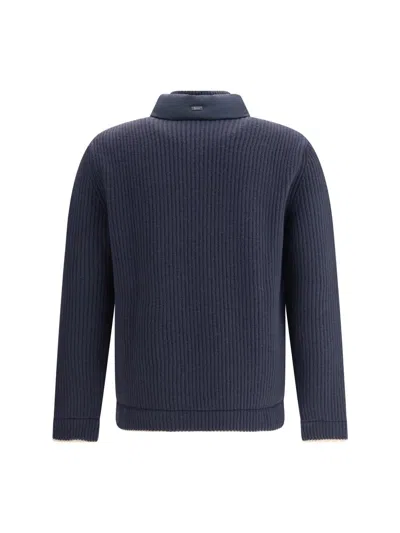 Herno Men Wool Double Layered Jacket In Blue