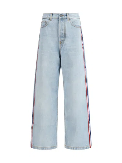 Fiorucci Tricolor Stripe Baggy Jeans In Blue