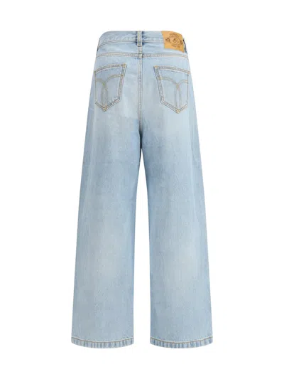 Fiorucci Tricolor Stripe Baggy Jeans In Blue