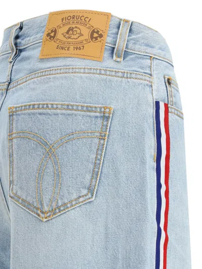 Fiorucci Tricolor Stripe Baggy Jeans In Blue