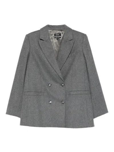 Apc Lucy Jacket With Flap Pockets And Notched Lapels In Gray