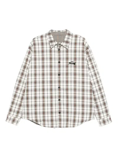 Msgm White Double-face Flannel Shirt Clothing In Multi
