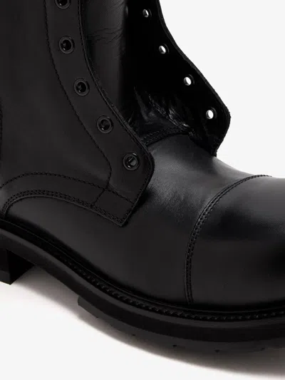 Balenciaga Rugged Leather Ankle Boots With Chunky Sole In Black