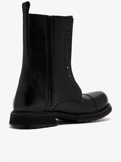 Balenciaga Rugged Leather Ankle Boots With Chunky Sole In Black