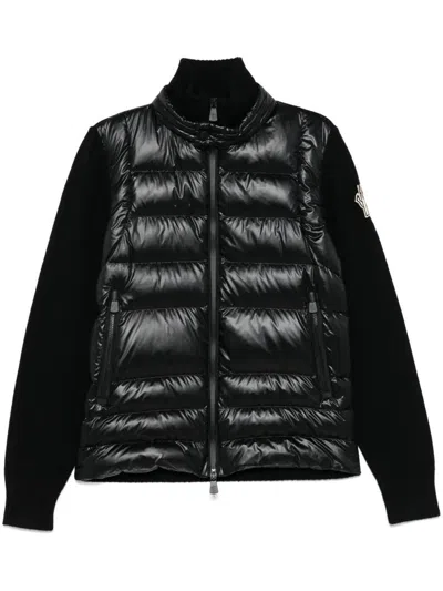 Moncler Grenoble Padded Wool Zip-up Cardigan Clothing In Black