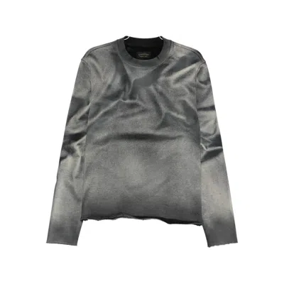 Schaeffer's Garment Hotel Raw-hem Crew-neck T-shirt In Gray