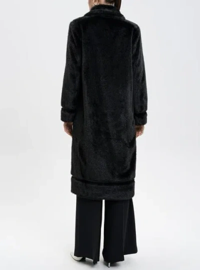 Twinset Double-breasted Faux-fur Coat In Black