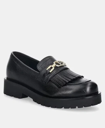Twinset Twin-set Tassel Loafers With Logo Chain In Black