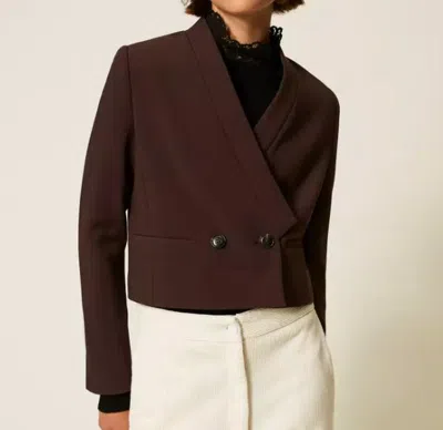Twinset Blouson Croisé En Crêpe In Black